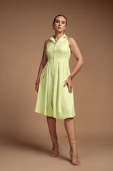 Razor Back Midi Dress - GREEN